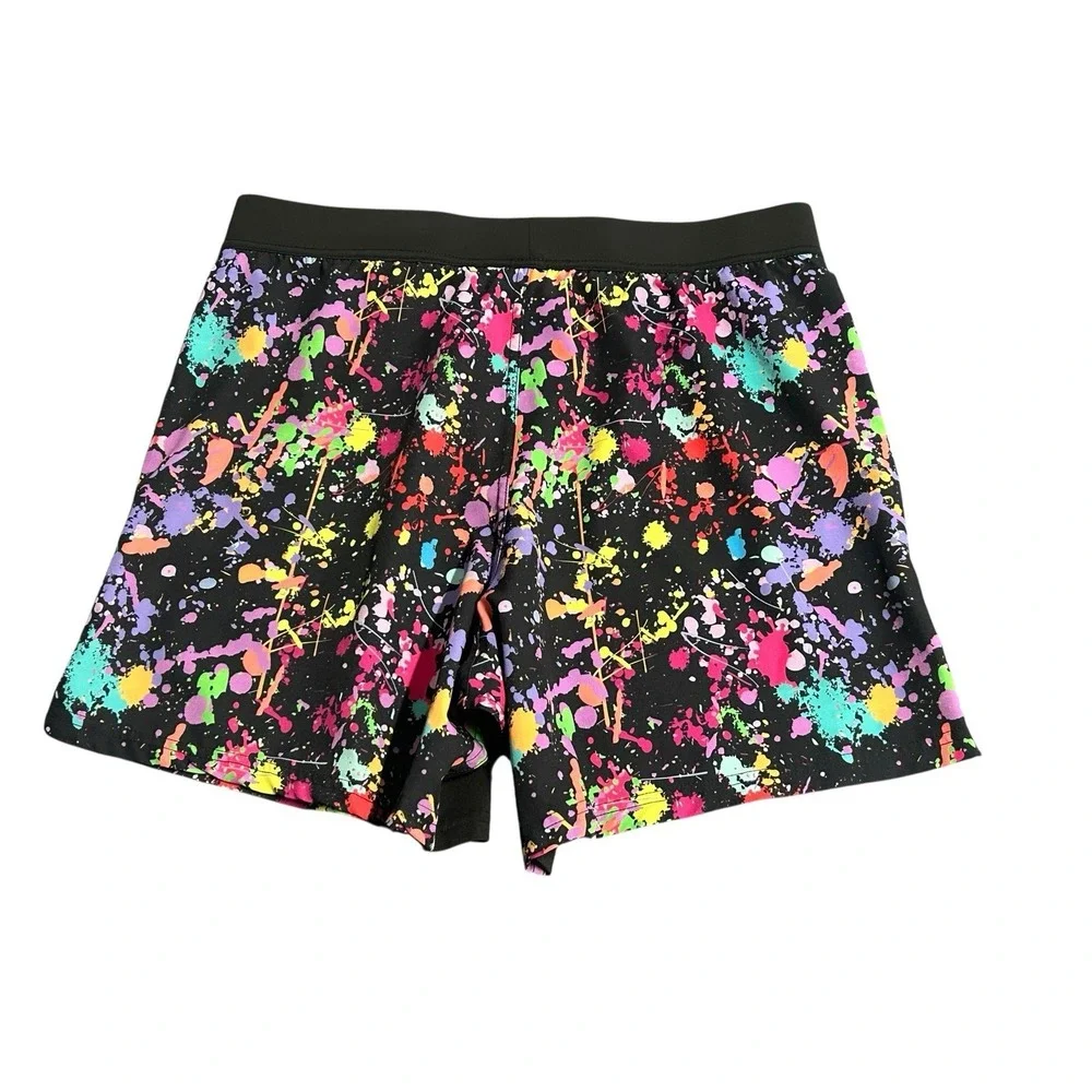 Tachuntfish THF Athletic Shorts Neon Paint  Splatter Men's Large Performance Gym